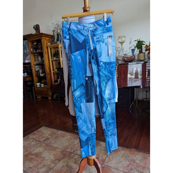 NWT  Like an Angel denim patch stretch leggings  Sz S - Picture 6 of 13